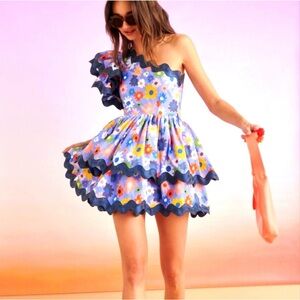 CeliaB Blue Floral One-Shoulder Dress